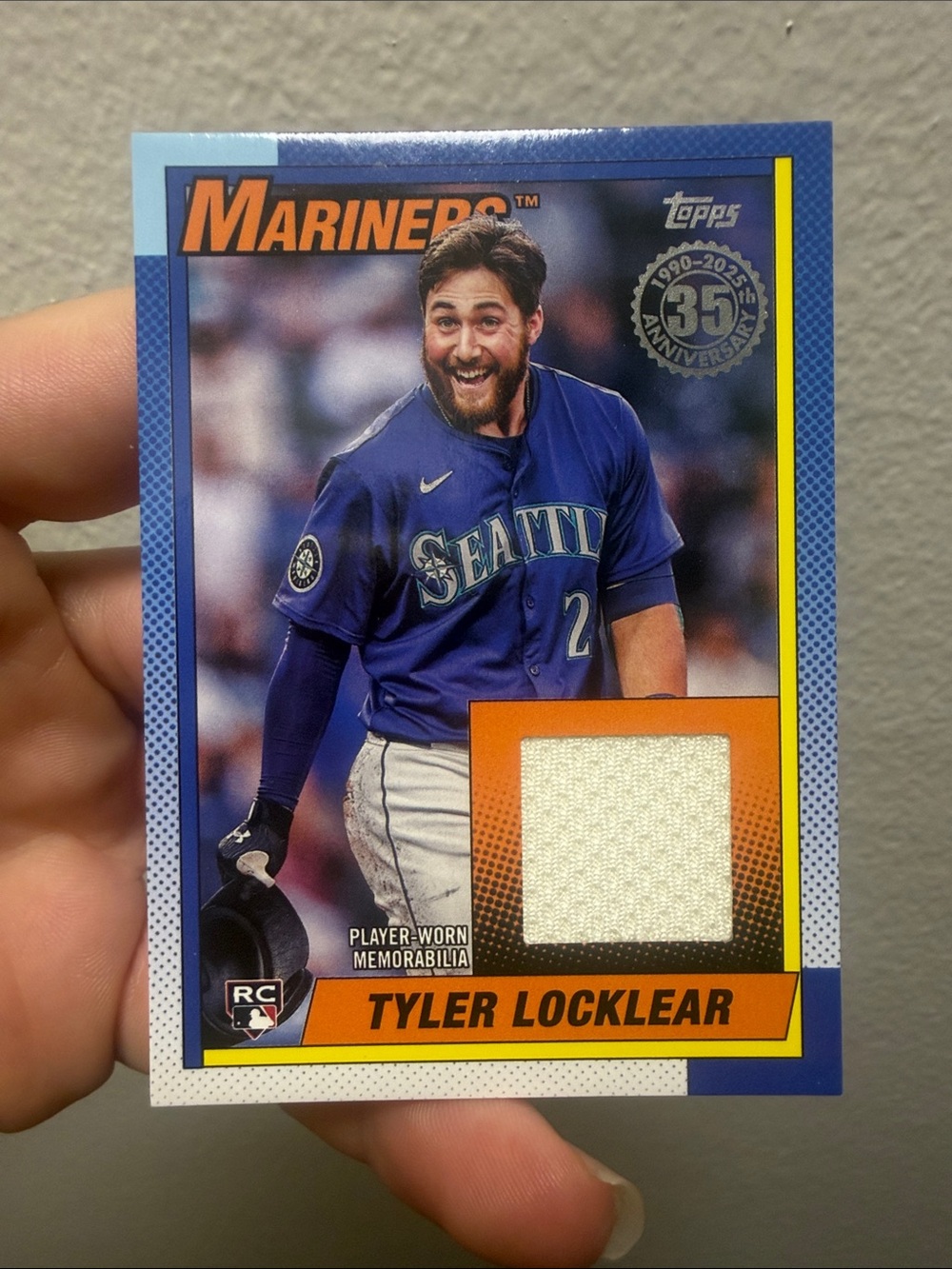 Topps Mariners Blue and Orange Tyler Locklear Memorabilia Card